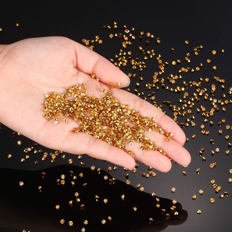 Bememo 10000 Clear Wedding Table Scatter Confetti Crystals Acrylic Diamonds Rhinestones for Table Centerpiece Decorations Wedding Decorations Bridal Shower Decorations Vase Beads (Gold, 4 MM) - Image 2